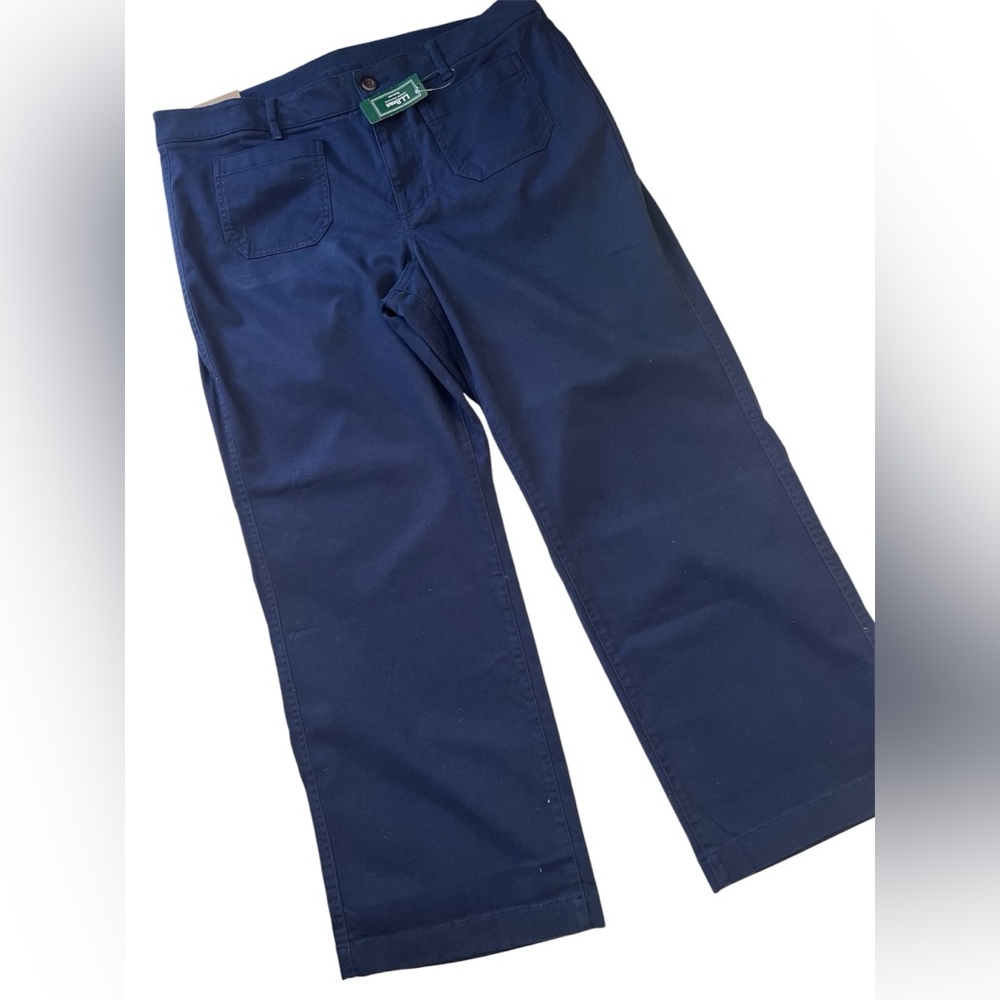 New L.L. Bean Women’s Comfort Stretch Chino Pants New With Tags 18 Pet Blue